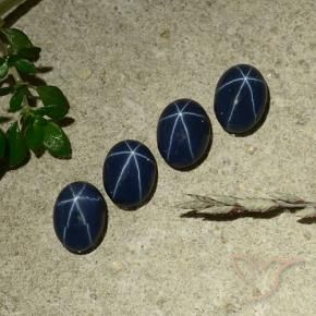 Gemas de Zafiro estrella Azul marino intenso natural de 3.34 ct, Ovalada, Opaco