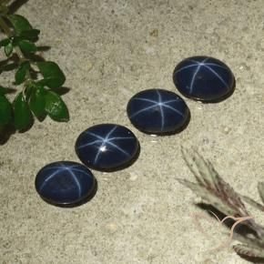 Gemas de Zafiro estrella Azul oscuro natural de 3.80 ct, Ovalada, Opaco