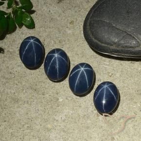 Gemas de Zafiro estrella Azul marino intenso natural de 4.54 ct, Ovalada, Opaco