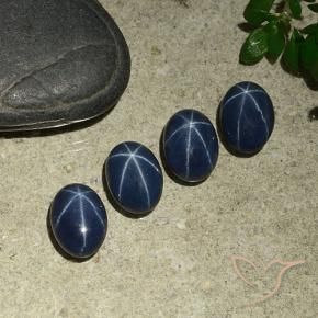 Gemas de Zafiro estrella Azul marino intenso natural de 4.54 ct, Ovalada, Opaco