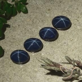 Gemas de zafiro estrella azul natural de 4,35 ct, corte óvalo, opaco