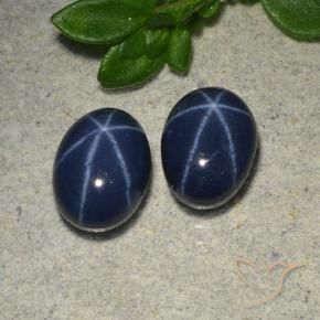 Gemas de Zafiro estrella Azul oscuro natural de 3.04 ct, Ovalada, Opaco