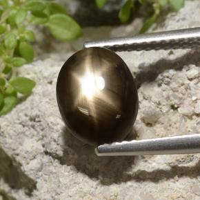 Zafiro estrella Negro natural de 3.33 ct, Corte Óvalo, Opaco