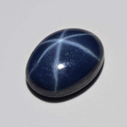 Zafiro estrella Azul oscuro natural de 1.40 ct, Corte Óvalo, Translúcido