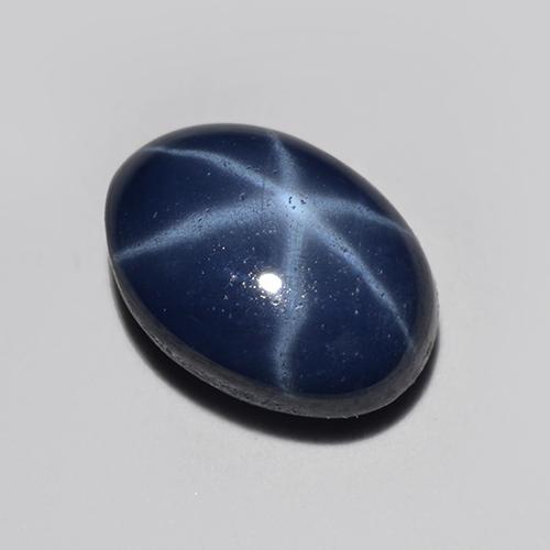 Zafiro estrella Azul oscuro natural de 1.40 ct, Corte Óvalo, Translúcido
