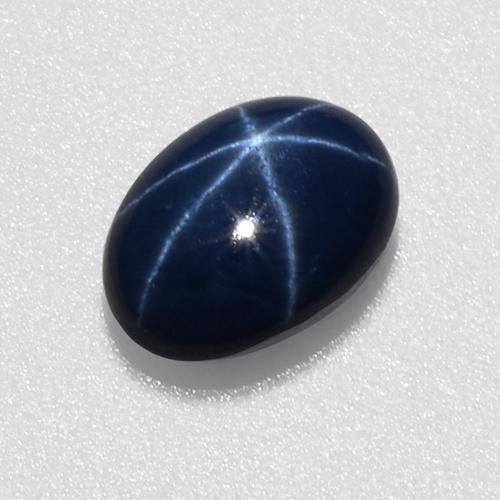 Zafiro estrella Azul oscuro natural de 1.07 ct, Corte Óvalo, Translúcido