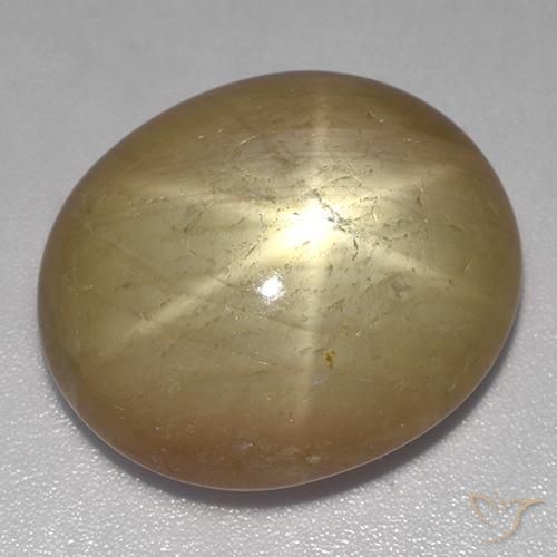 Zafiro estrella Dorado anaranjado natural de 32.87 ct, Ovalada, Opaco