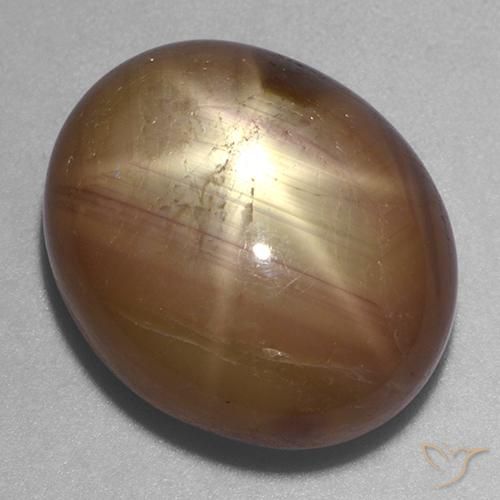 Zafiro estrella Dorado anaranjado natural de 22.20 ct, Ovalada, Opaco