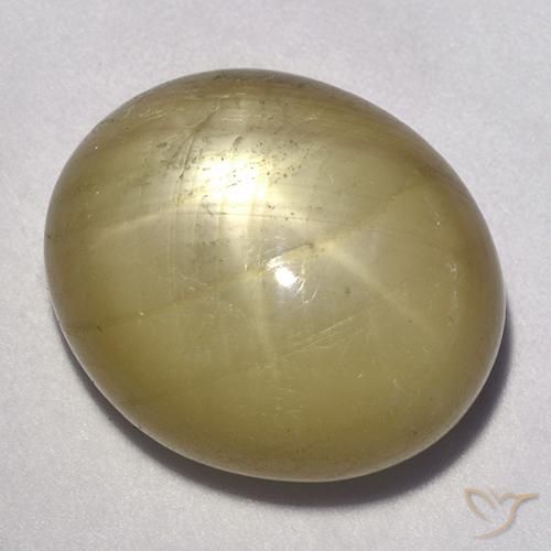Zafiro estrella Amarillo medio natural de 35.27 ct, Ovalada, Opaco