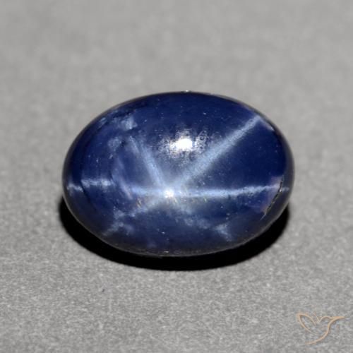 Zafiro estrella Azul oscuro natural de 1.23 ct, Ovalada, Opaco