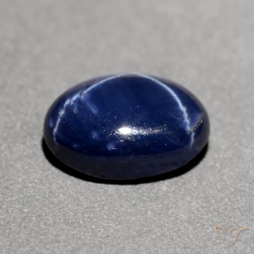 Zafiro estrella Azul oscuro natural de 1.23 ct, Ovalada, Opaco