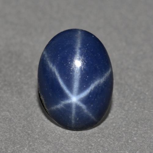 Zafiro estrella Azul oscuro natural de 0.75 ct, Corte Óvalo, Opaco