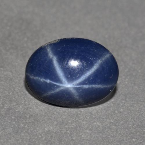 Zafiro estrella Azul oscuro natural de 0.75 ct, Corte Óvalo, Opaco