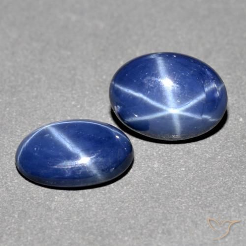 Gemas de Zafiro estrella Azul marino natural de 1.84 ct, Ovalada, Translúcido