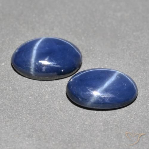 Gemas de Zafiro estrella Azul marino natural de 1.84 ct, Ovalada, Translúcido
