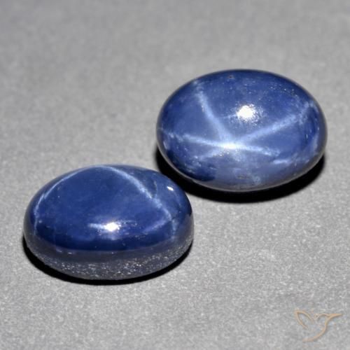 Gemas de Zafiro estrella Azul oscuro natural de 3.29 ct, Ovalada, Opaco