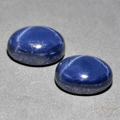 Gemas de Zafiro estrella Azul oscuro natural de 3.29 ct, Ovalada, Opaco