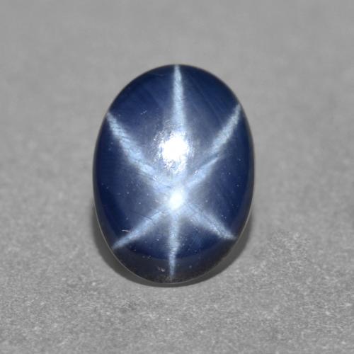 Zafiro estrella Azul oscuro natural de 0.99 ct, Corte Óvalo, Translúcido