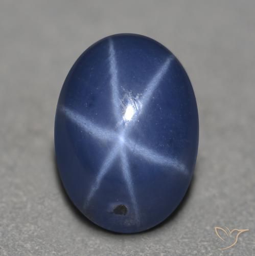 Zafiro estrella Azul marino natural de 1.25 ct, Corte Óvalo, Translúcido