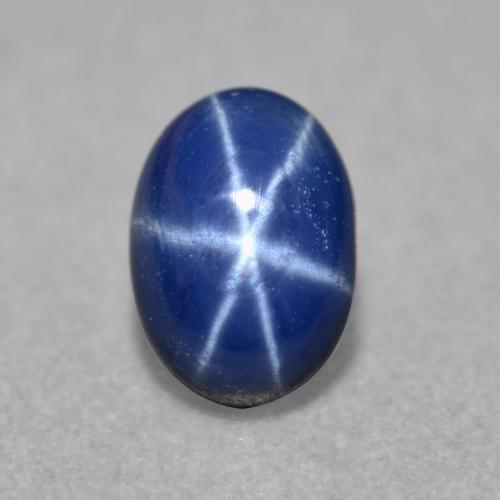 Zafiro estrella Azul oscuro natural de 0.84 ct, Corte Óvalo, Translúcido