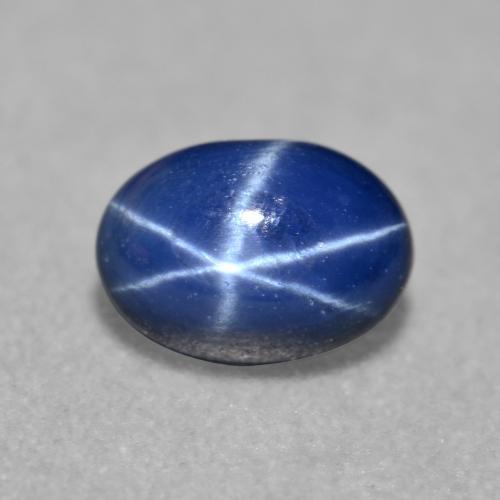 Zafiro estrella Azul oscuro natural de 0.84 ct, Corte Óvalo, Translúcido
