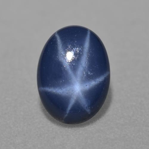 Zafiro estrella Azul oscuro natural de 0.97 ct, Corte Óvalo, Translúcido