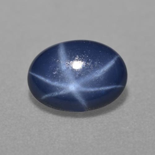 Zafiro estrella Azul oscuro natural de 0.97 ct, Corte Óvalo, Translúcido