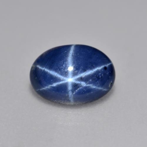 Zafiro estrella Azul oscuro natural de 0.99 ct, Corte Óvalo, Opaco