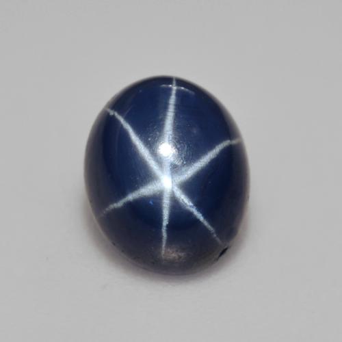 Zafiro estrella Azul oscuro natural de 3.39 ct, Corte Óvalo, Opaco