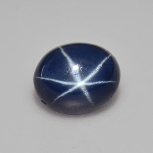 Zafiro estrella Azul oscuro natural de 3.39 ct, Corte Óvalo, Opaco