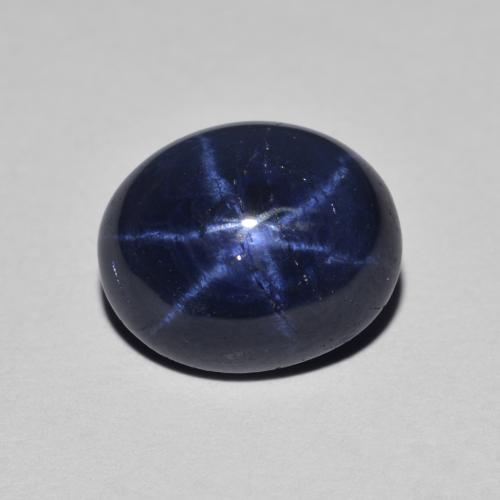 Zafiro estrella azul natural de 3,93 ct, corte óvalo, opaco