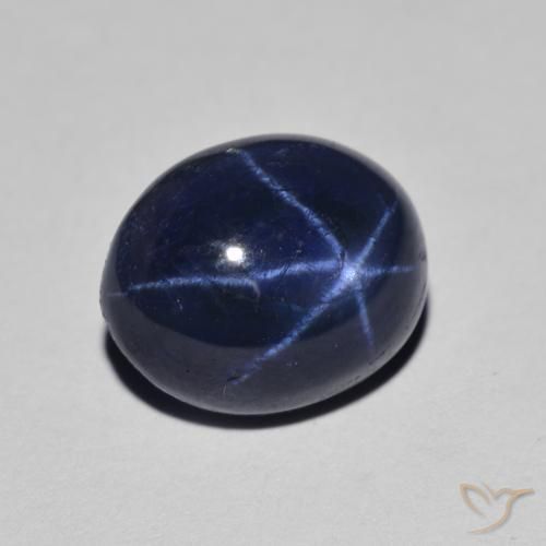 Zafiro estrella Azul marino natural de 4.40 ct, Ovalada, Opaco