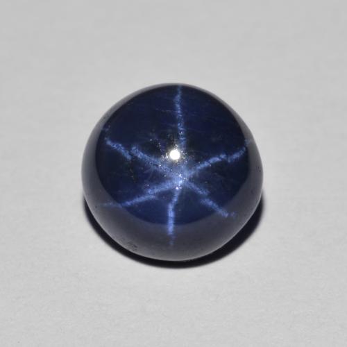 Zafiro estrella Azul marino natural de 2.17 ct, Corte Redondo, Opaco