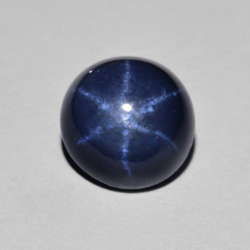 Zafiro estrella Azul marino natural de 2.23 ct, Corte Redondo, Opaco