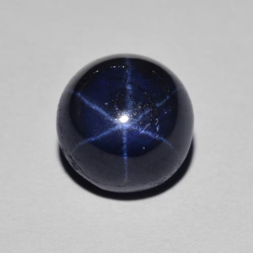 Zafiro estrella azul natural de 3,02 ct, corte redondo, opaco