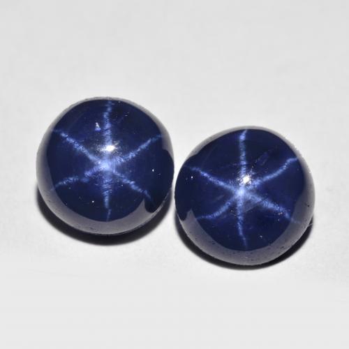 Gemas de zafiro estrella azul natural de 5,04 ct, corte redondo, opaco
