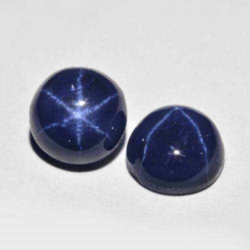 Gemas de zafiro estrella azul natural de 5,04 ct, corte redondo, opaco