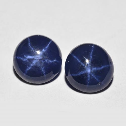 Gemas de zafiro estrella azul natural de 3,68 ct, corte redondo, opaco