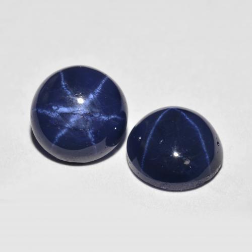 Gemas de zafiro estrella azul natural de 3,68 ct, corte redondo, opaco