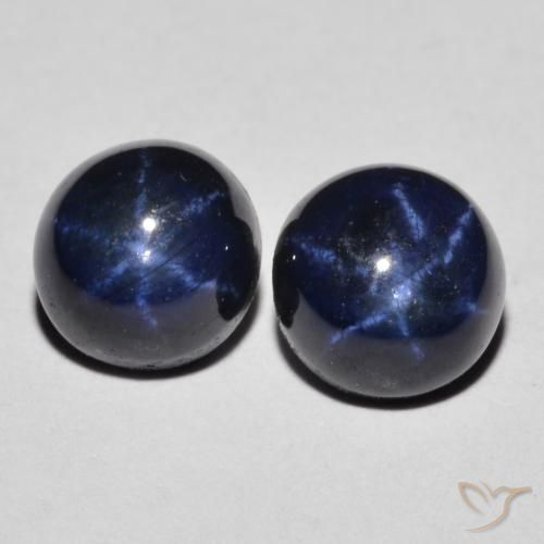 3.09ctw Natural Azul oscuro Zafiro estrella, Redondo, Opaco