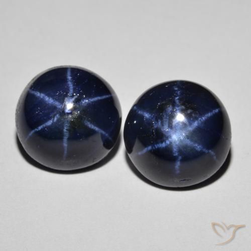 Gemas de Zafiro estrella Azul marino intenso natural de 8.93 ct, Corte Redondo, Opaco