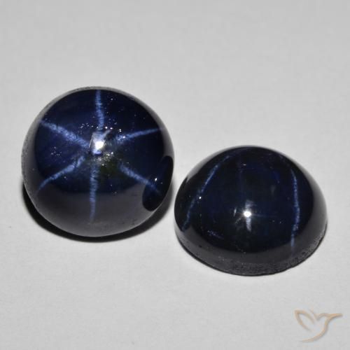 Gemas de Zafiro estrella Azul marino intenso natural de 8.93 ct, Corte Redondo, Opaco