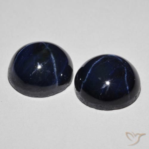 Gemas de Zafiro estrella Azul marino intenso natural de 8.93 ct, Corte Redondo, Opaco