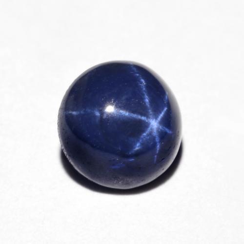 Zafiro estrella Azul marino natural de 1.23 ct, Corte Redondo, Opaco
