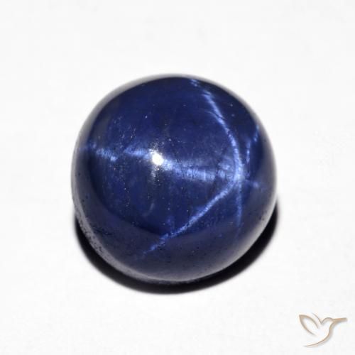 Zafiro estrella Azul marino natural de 4.73 ct, Redondo, Opaco