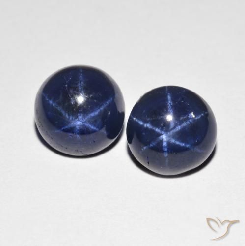 2.99ctw Natural Azul oscuro Zafiro estrella, Redondo, Opaco