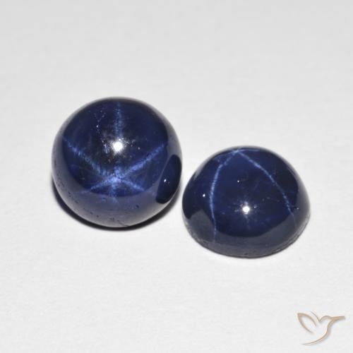 Gemas de Zafiro estrella Azul oscuro natural de 2.99 ct, Redondo, Opaco
