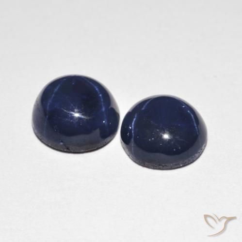 Gemas de Zafiro estrella Azul oscuro natural de 2.99 ct, Redondo, Opaco