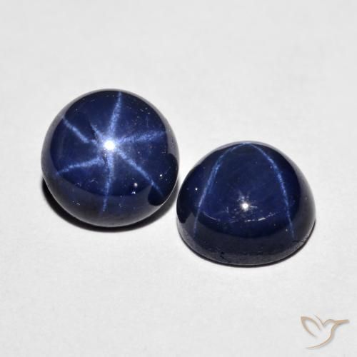 Gemas de Zafiro estrella Azul marino natural de 5.16 ct, Redondo, Opaco