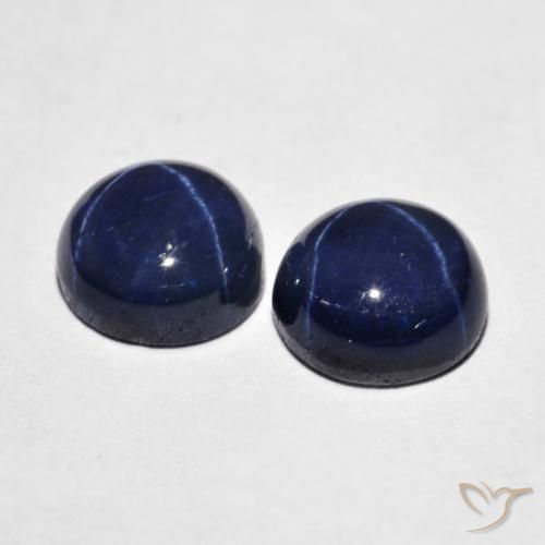 Gemas de Zafiro estrella Azul marino natural de 5.16 ct, Redondo, Opaco